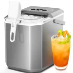 Countertop Ice Maker,Portable Ice Machine with Carry Handle,Self-Cleaning,Basket and Scoop,9 Cubes in 6 Mins,26.5lbs/24Hrs,2 Sizes of Bullet Ice,for Home,Kitchen,Party,Grey - Image 2